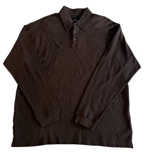 Studio By Bill Blass Men's Vintage Brown Striped Long Sleeve Polo Size XLT - Picture 2 of 13